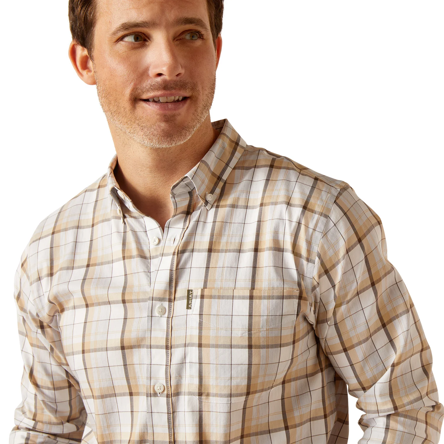 Ariat Men's Napa Long Sleeve Shirt - Tan Check - Image 3