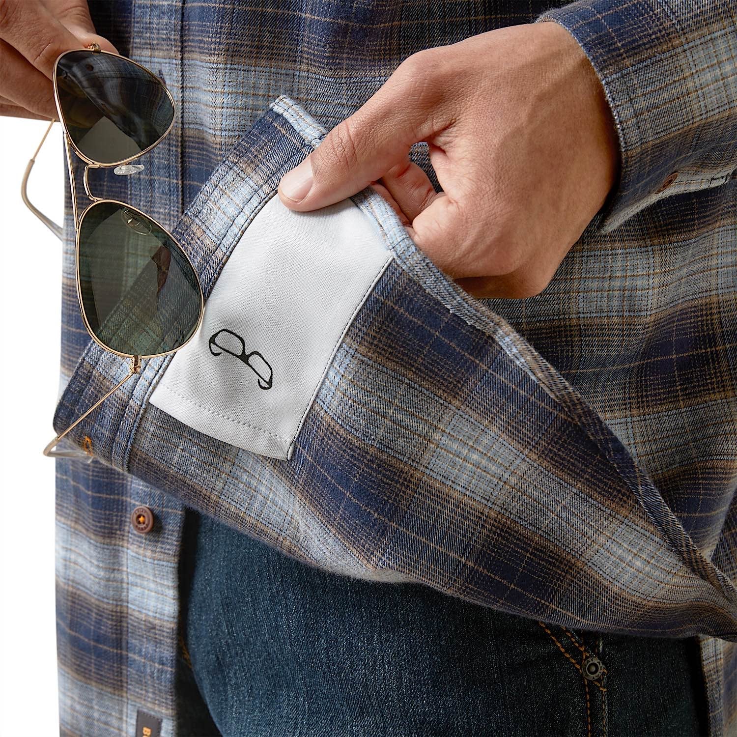 Ariat Men's Rebar Flannel Durastretch Work Shirt - Blue Khaki Plaid - Image 3