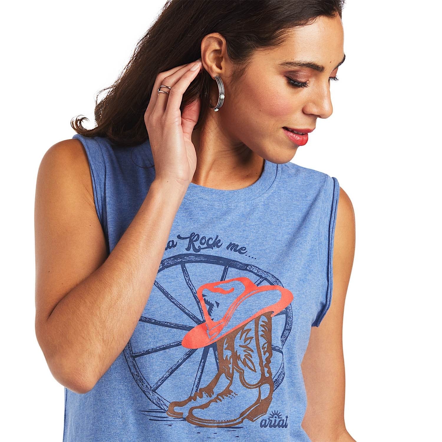 Ariat Womens Mama Sleeveless Tee Reykjavik Blue - Image 3