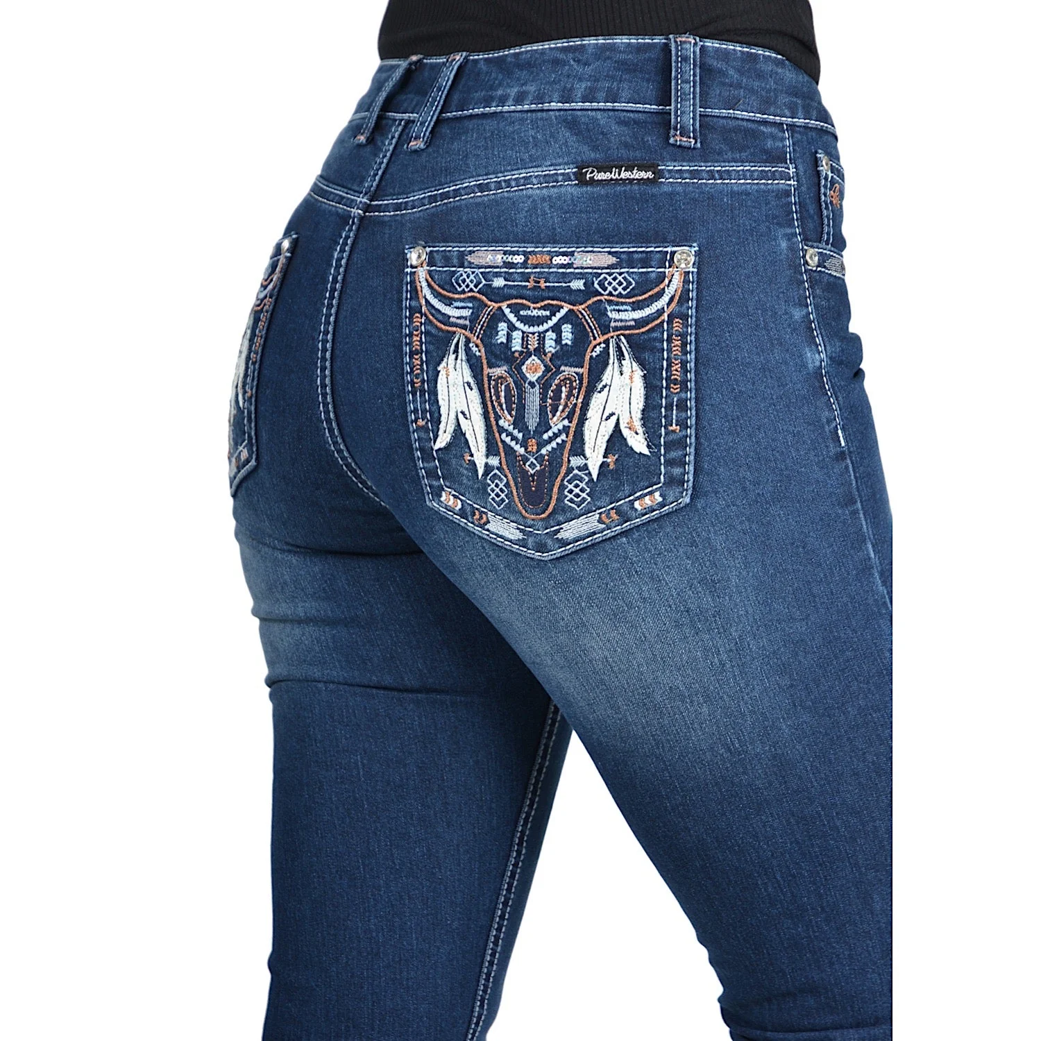 Pure Western Womens Bettina Relaxed Rider Jean 36" Leg Old Indigo, - Image 3