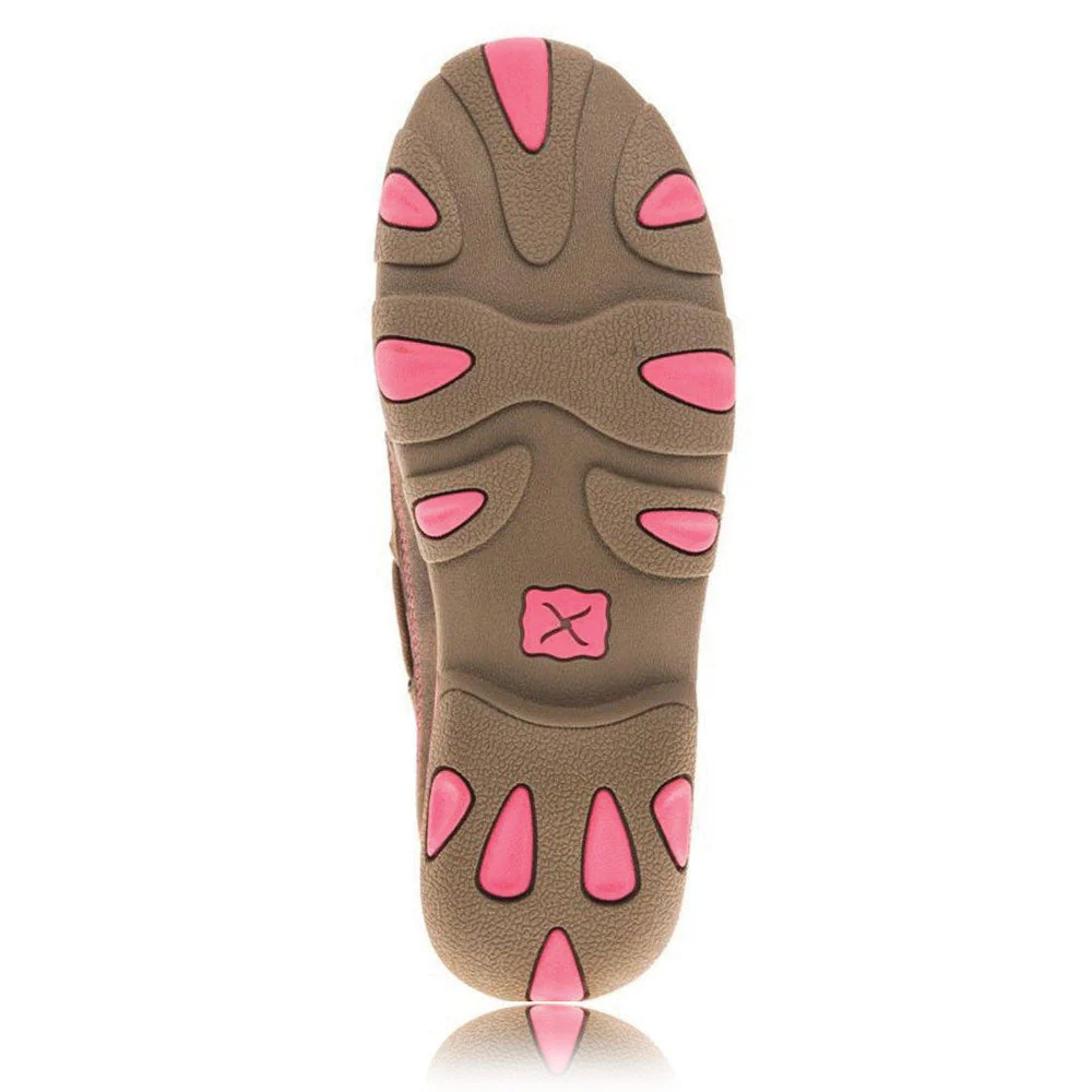 Twisted X Women's Breast Cancer Awareness Pink Ribbon Mocs Lace Up Bomber Neon Pink - Image 4