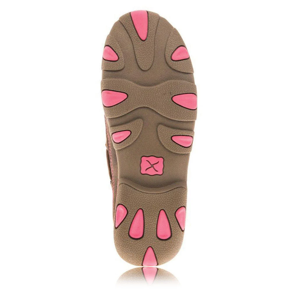 Twisted X Women's Breast Cancer Awareness Pink Ribbon Slip On Mocs Low Bomber/Neon Pink - Image 3